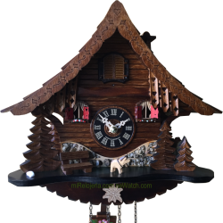 Chalet cuckoo clock with dog Engstler