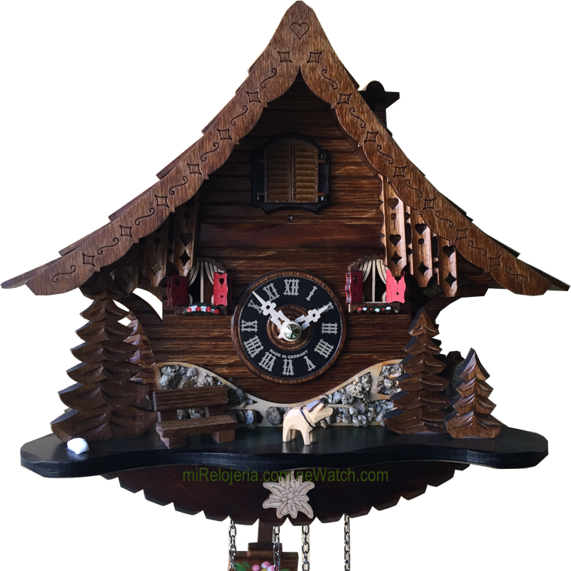 Chalet cuckoo clock with dog Engstler