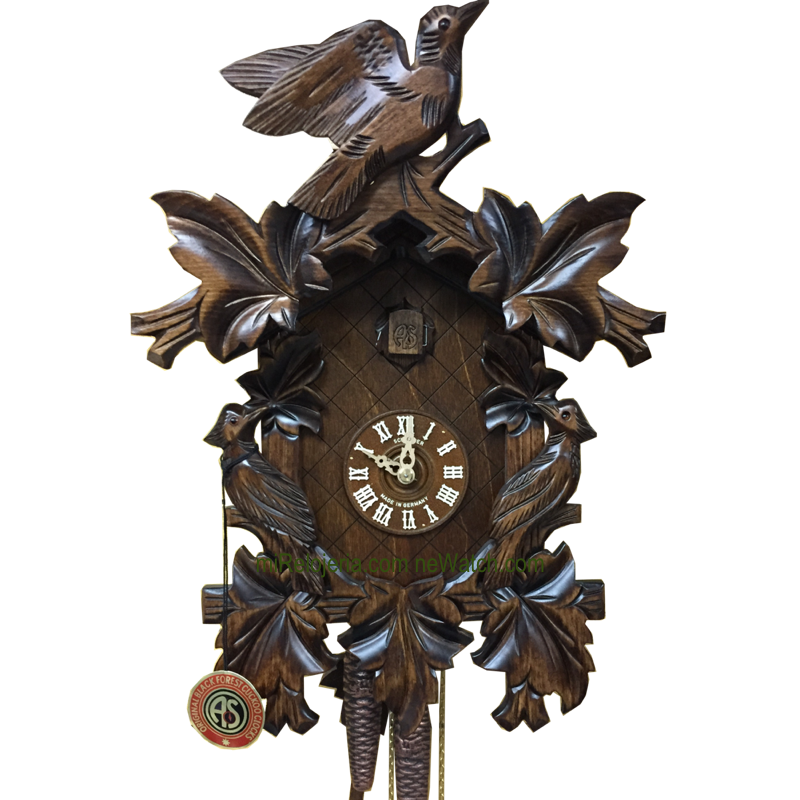 Leaf and bird cuckoo clock