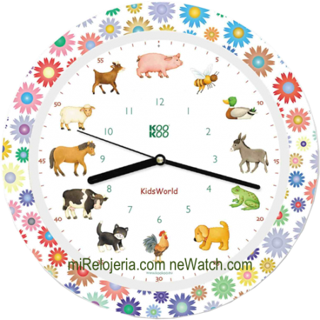 Wall Clock KidsWorld Farm Animals